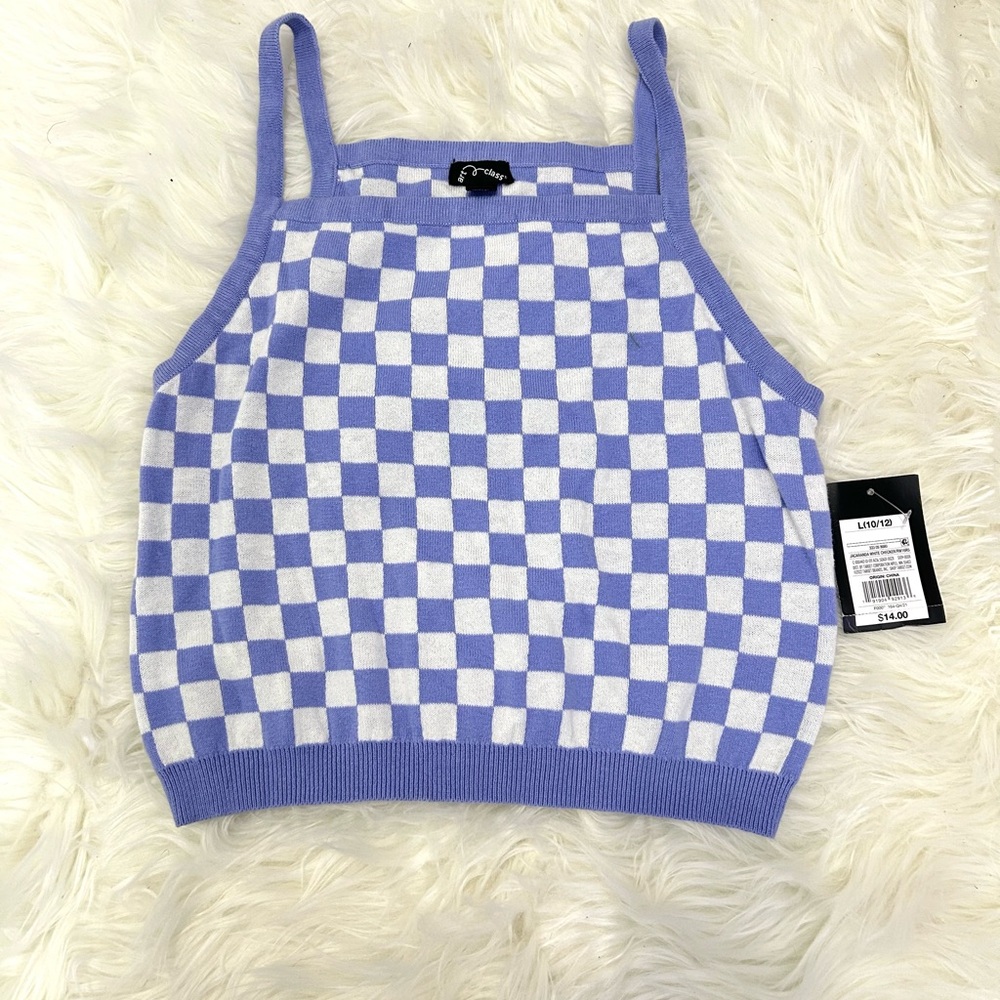 Art Class Blue Crop Top with Stylish Checkered design L (10/12) Girl’s top